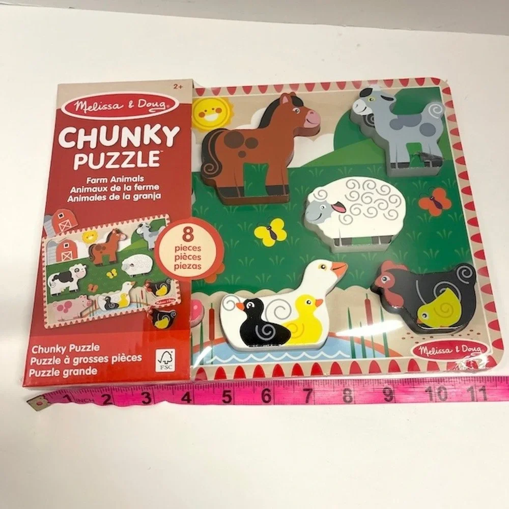 Melissa & Doug ANIMALS & UNICORNS Wooden Chunky Puzzles Brand New Sealed